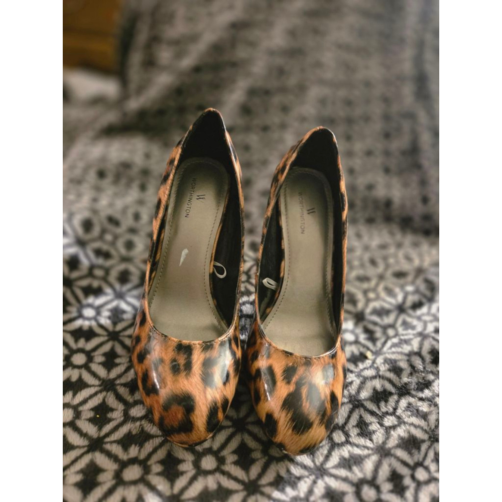 Women's Worthington Leopard Print Heels Size‎ 7 Brown Black